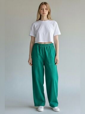 Jungmaven Unisex Teal Pacific Coast Hemp & Cotton Elastic Waistband. Size M